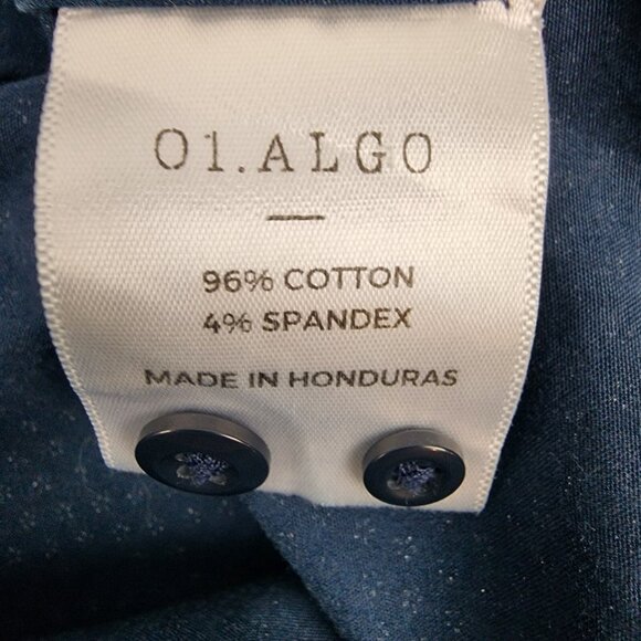 01.Algo Shirt Mens XL Navy White Flower Stretch Long Sleeve Button-Front - Picture 7 of 7